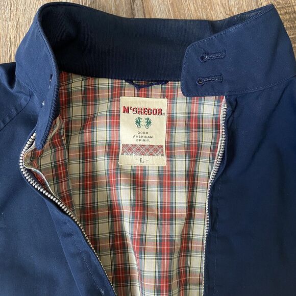 McGregor VINTAGE Casual Wear Harrington Jacket Size L Collar Navy Blue - Picture 4 of 7
